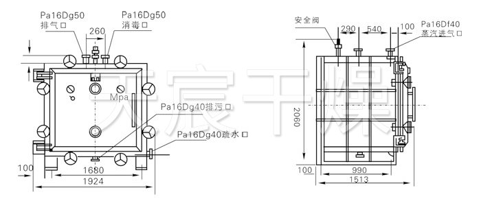 方形靜態真（zhēn）空（kōng）幹燥機結構示意圖